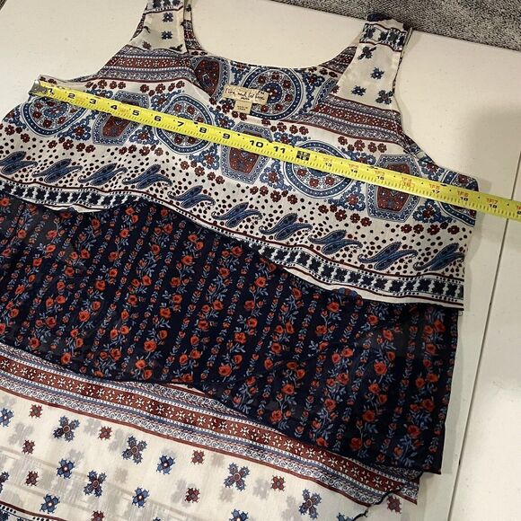 Live & Let Live Ruffled Tank Top 3 Tier Pullover Boho Paisley Print Women’s PM - Picture 7 of 9